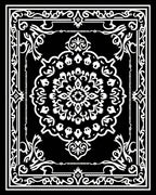 Classic Black White Floral medallion Rug