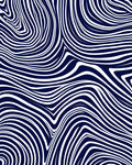 Abstract Navy White Wavy Lines Rug