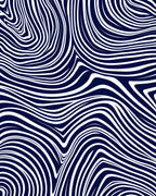Abstract Navy White Wavy Lines Rug