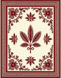 Maroon Floral and Leaf Pattern Design Rug