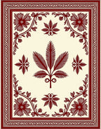 Maroon Floral and Leaf Pattern Design Rug