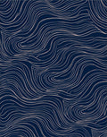 Modern Navy Wavy Line Pattern Rug