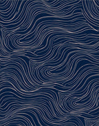 Modern Navy Wavy Line Pattern Rug