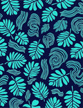 Tropical Leaf Abstract Swirl Design Rug