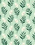 Emerald Green Leaf Boho Pattern Rug