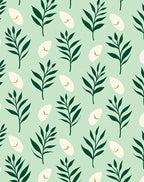Emerald Green Leaf Boho Pattern Rug