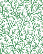 Elegant Green Vine Motif Pattern Rug