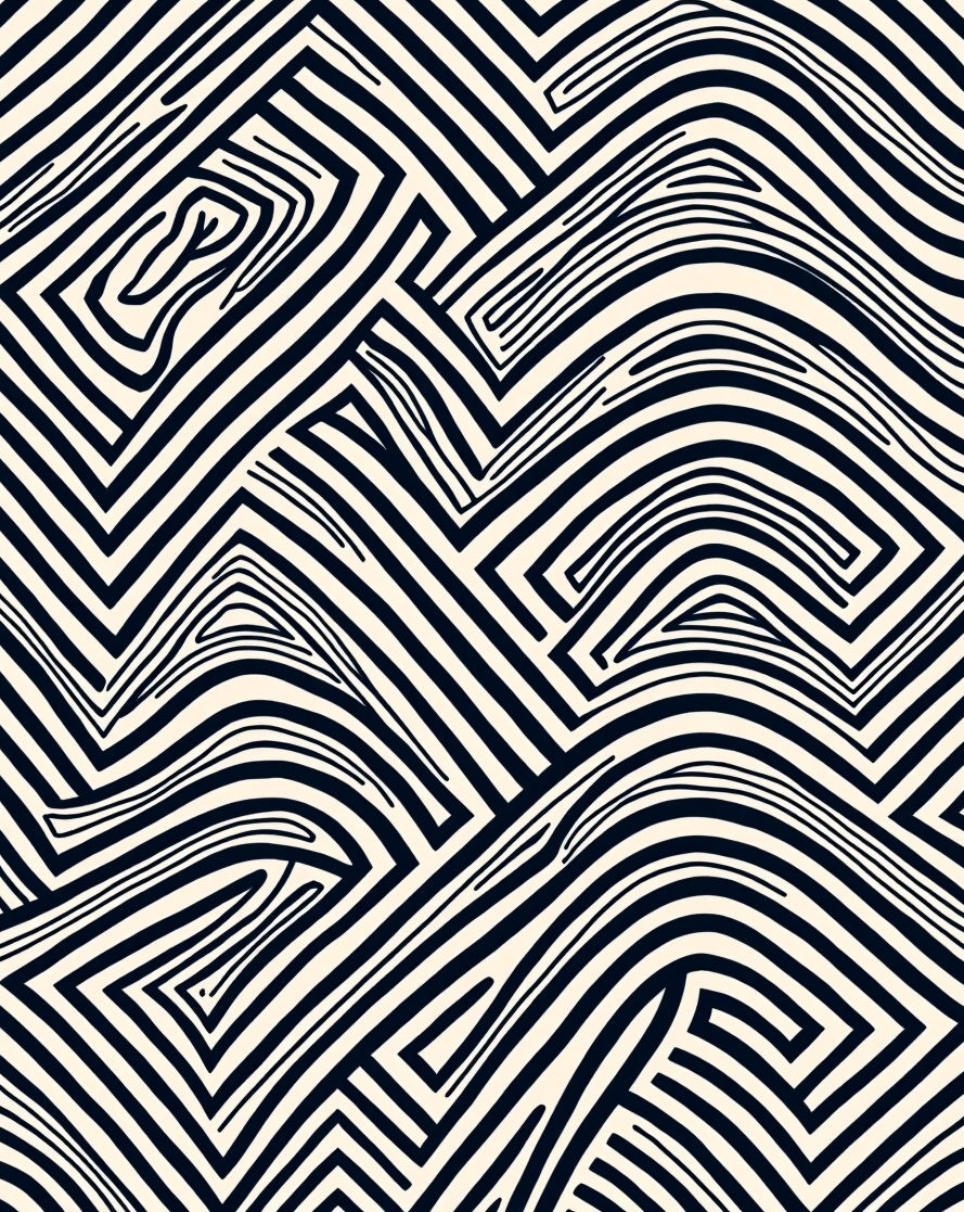 Monochrome Abstract Line Pattern Rug