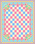Whimsical Checkered Floral Design Rug