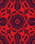 Intricate Floral Sunburst Red Pattern Rug
