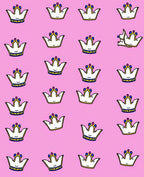 Cute Crown Pattern In Pink Rug