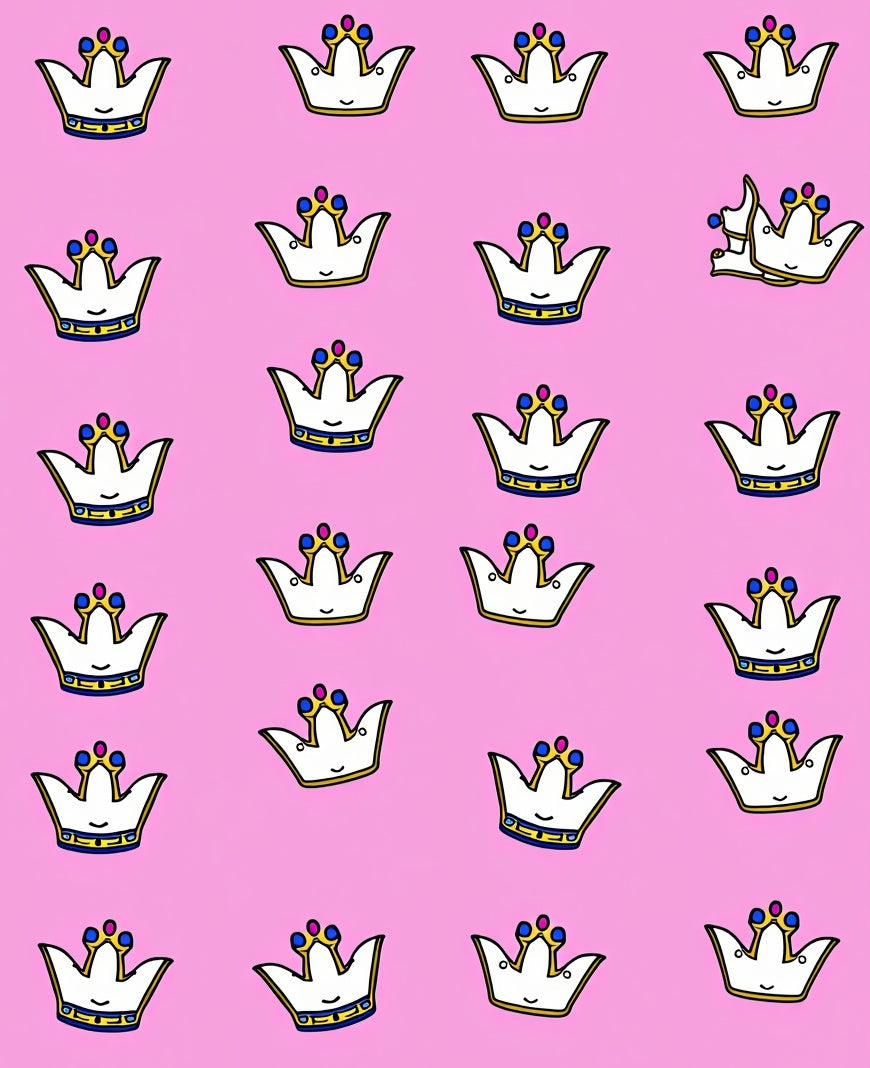 Cute Crown Pattern In Pink Rug
