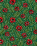 Vibrant Red Poppy Fern Pattern Rug