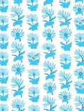 Blue Stylized Daisy Pattern Rug