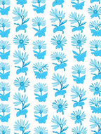 Blue Stylized Daisy Pattern Rug