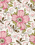 Pink Floral Swirls Botanical Pattern Rug