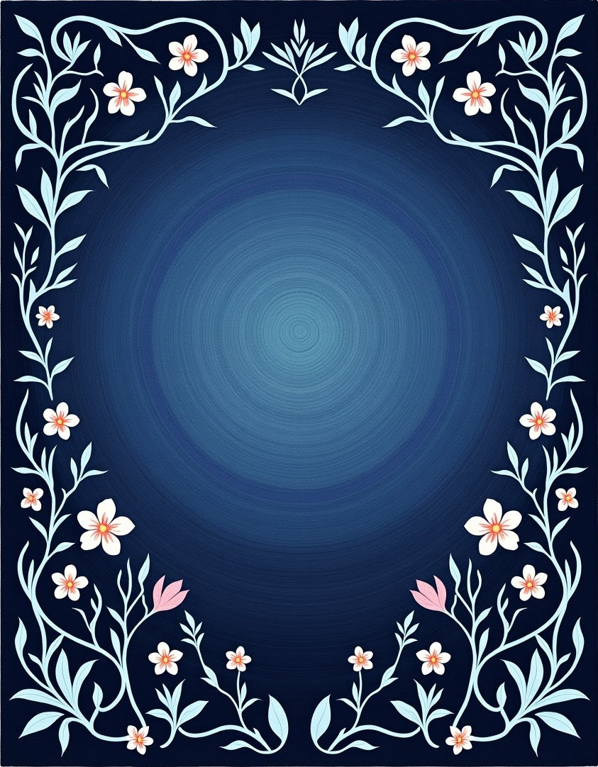 Floral Vine Dark Blue Radiance Rug