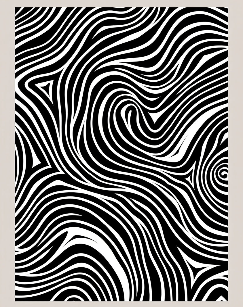 Organic Black And White Swirl Pattern Rug