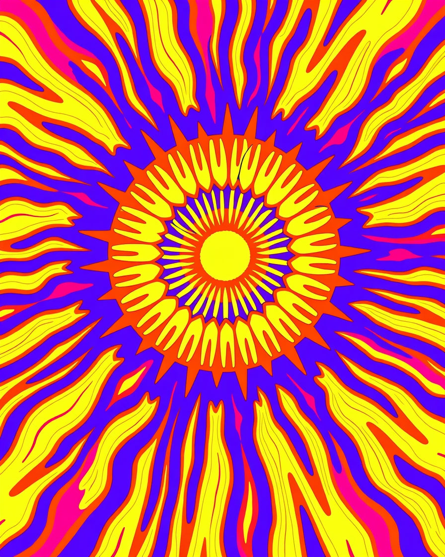 Psychedelic Sunburst Vivid Pattern Rug