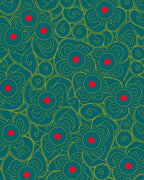 Teal Yellow Crimson Floral Swirl Rug