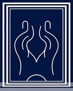 Modern Navy White Abstract Lines Rug