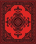 Bold Red Black Floral Medallion Rug