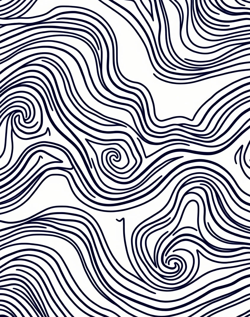 Abstract Organic Swirl Line Pattern Rug