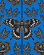 Bold Black Butterfly Branch Medallion Rug