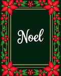 Red Poinsettia Green Border Rug