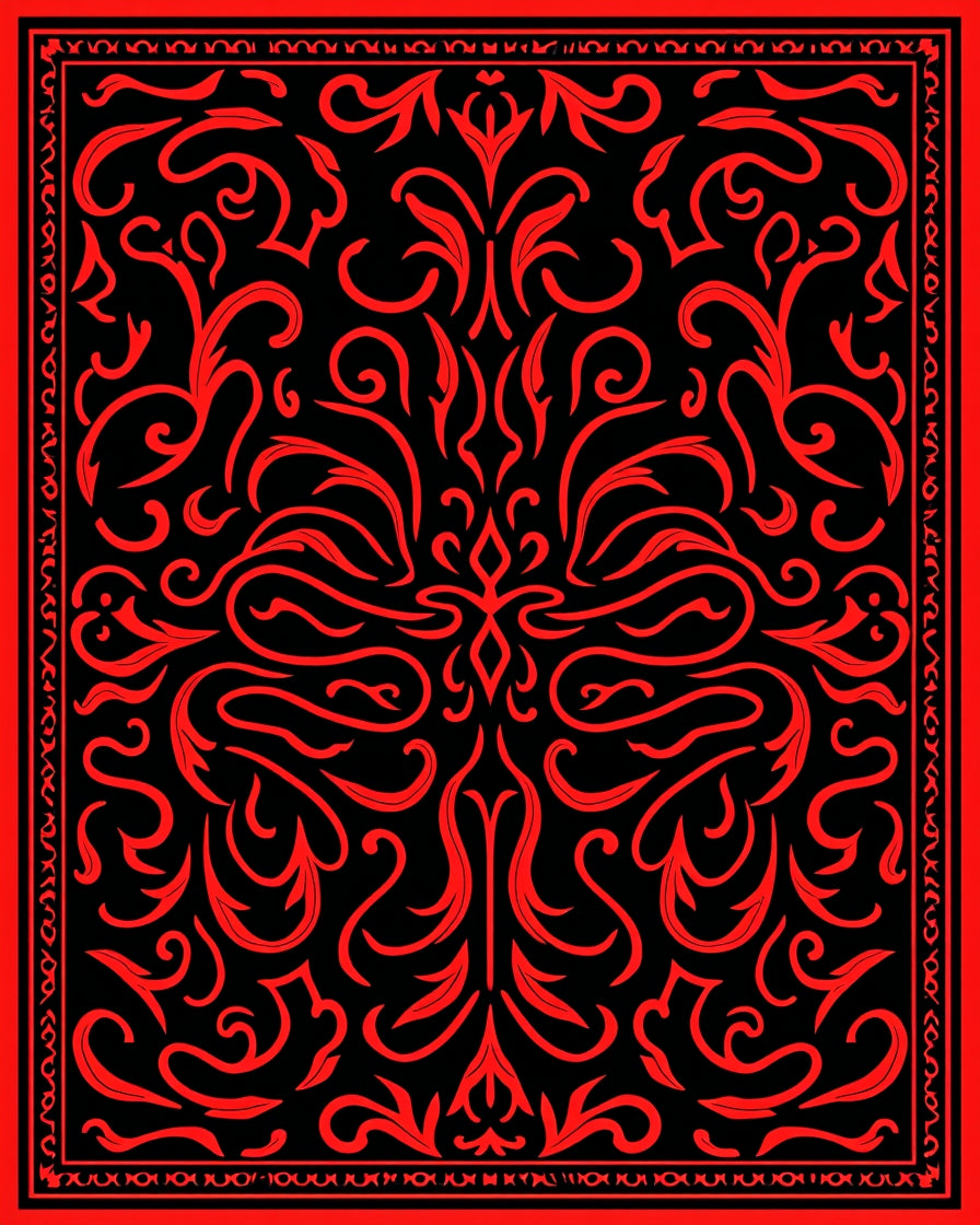 Bold Red Swirls Elegant Pattern Design Rug