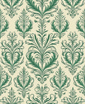 Elegant Green Floral Damask Pattern Rug