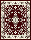 Red Floral Scrollwork Traditional Design Rug