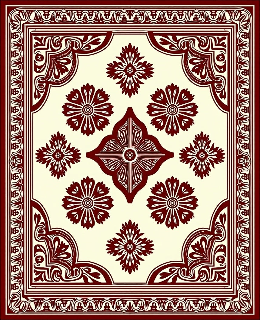 Ornate Floral Medallion Pattern Rug