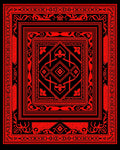 Bold Red Black Geometric Floral Border Design Rug