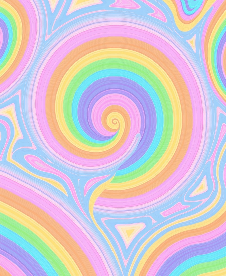 Pastel Swirl Rainbow Abstract Design Rug