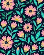 Whimsical Pink Yellow Floral Garden Design Rug