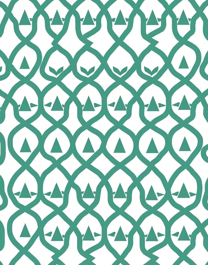 Teal Geometric Interlocking Triangle Pattern Rug