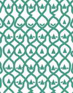 Teal Geometric Interlocking Triangle Pattern Rug