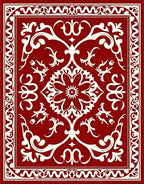 Classic Red Floral Medallion Pattern Rug