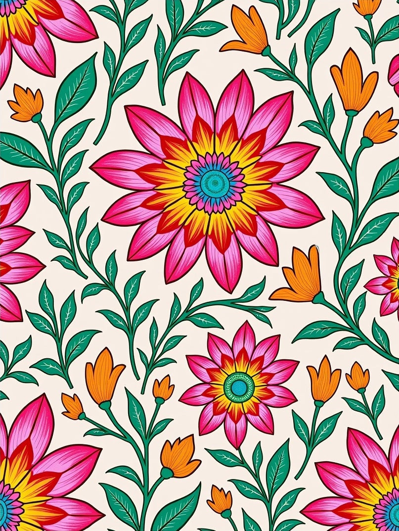 Vibrant Floral Vine Pattern Rug