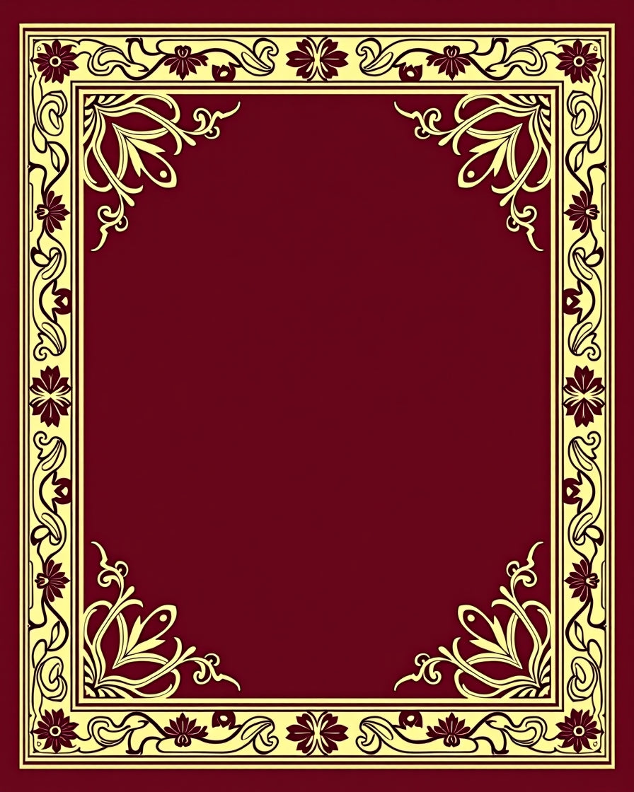 Ornate Flourish Floral Border Design Rug