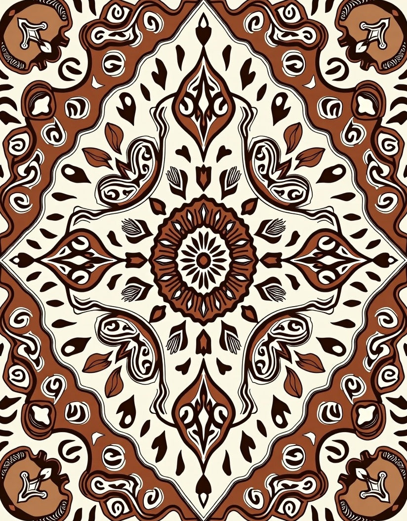 Brown Floral Mandala Pattern Rug