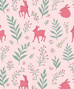 Cute Pink Bunny Floral Pattern Rug