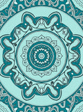 Mandala Patterned Aqua Teal Rug