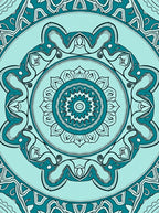 Mandala Patterned Aqua Teal Rug