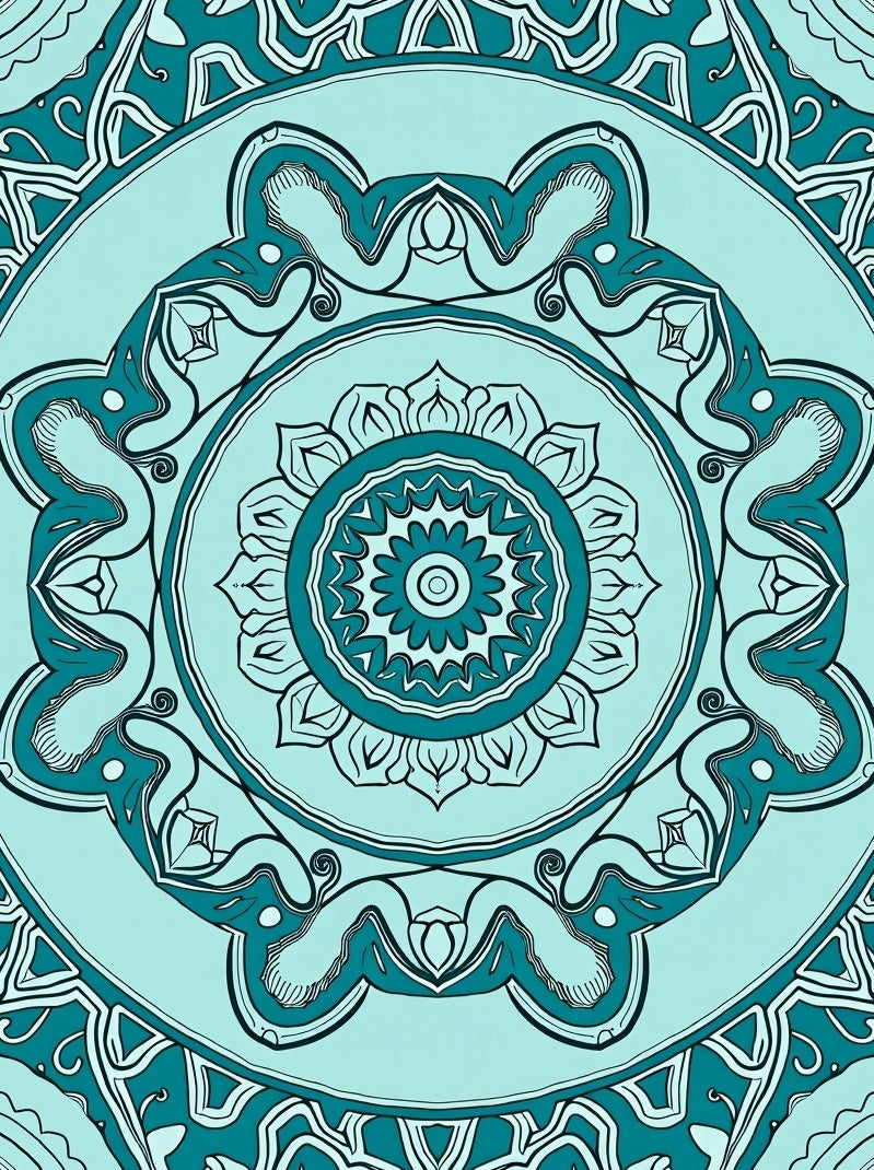 Mandala Patterned Aqua Teal Rug