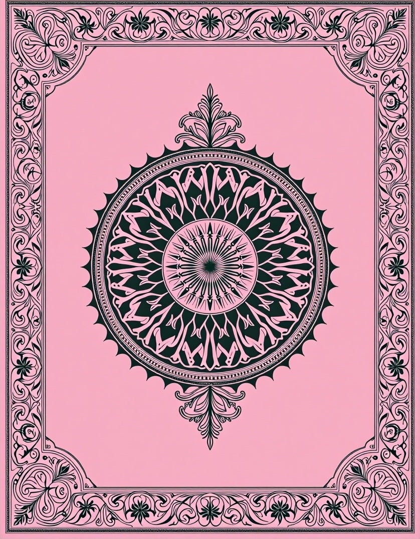 Pink Floral Medallion with Ornate Border Rug