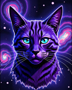 Cosmic Purple Cat Galaxy Rug