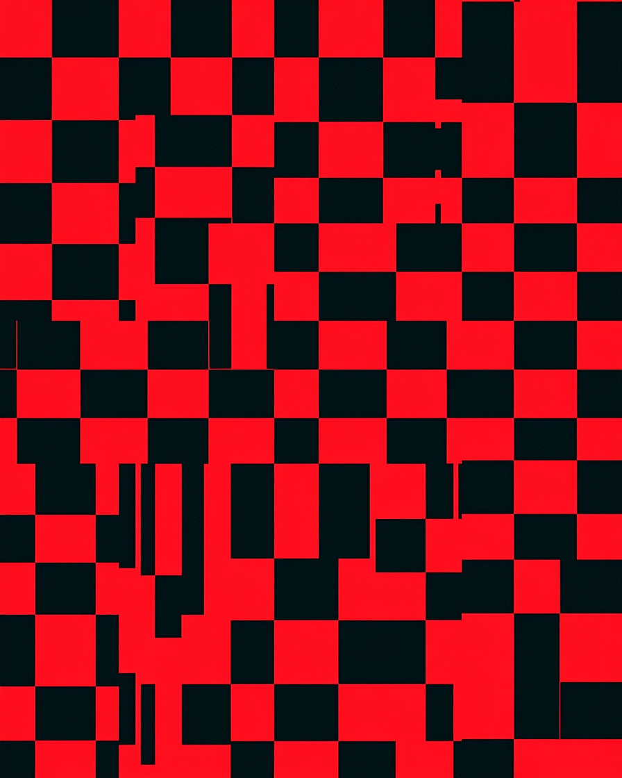 Bold Red And Black Checkerboard Pattern Rug
