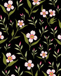 Black Floral Bloom Pattern Rug